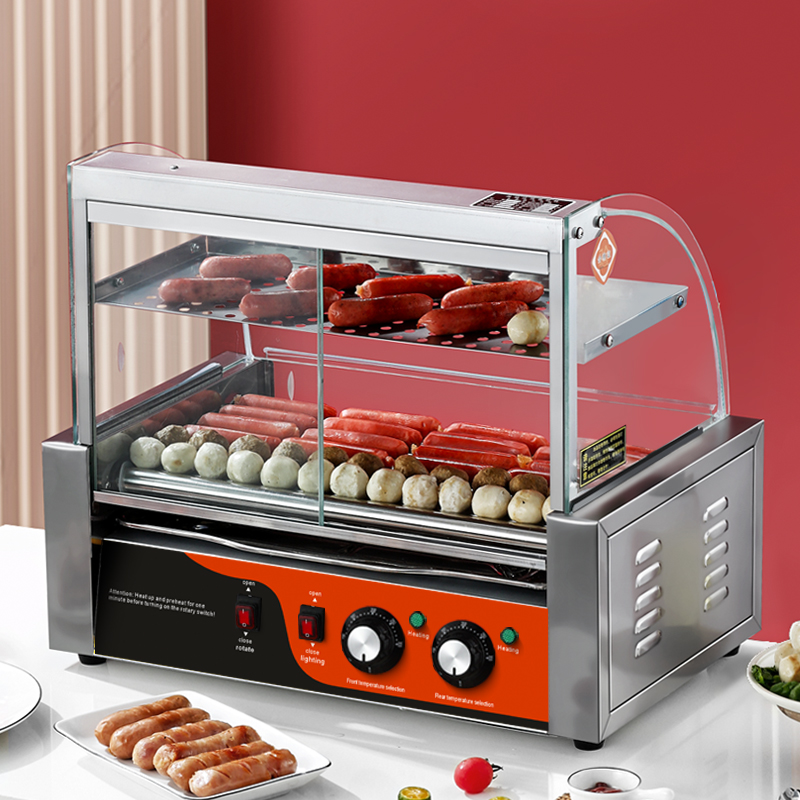 Hot Dog Roller Grill - Parrilla eléctrica de acero inoxidable para