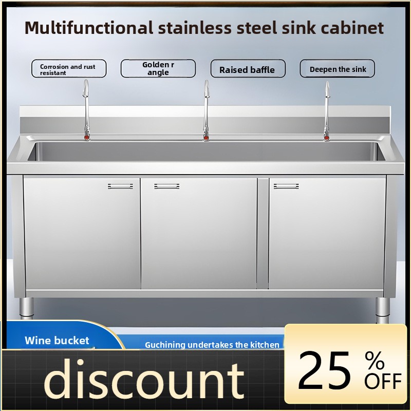 Commercial Kitchen Double Sink - Gabinete de fregadero de acero inoxidable