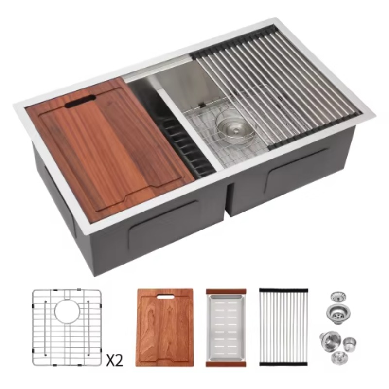 Commercial Kitchen Double Sink - Juego de Fregadero Doble Moderno para