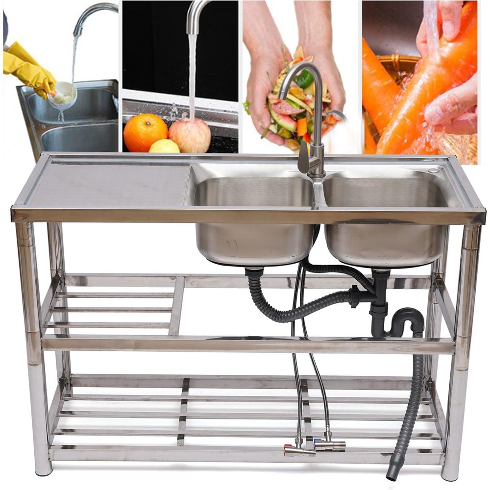 Fregadero Doble de Acero Inoxi - Commercial Kitchen Double Sink reseña y precio