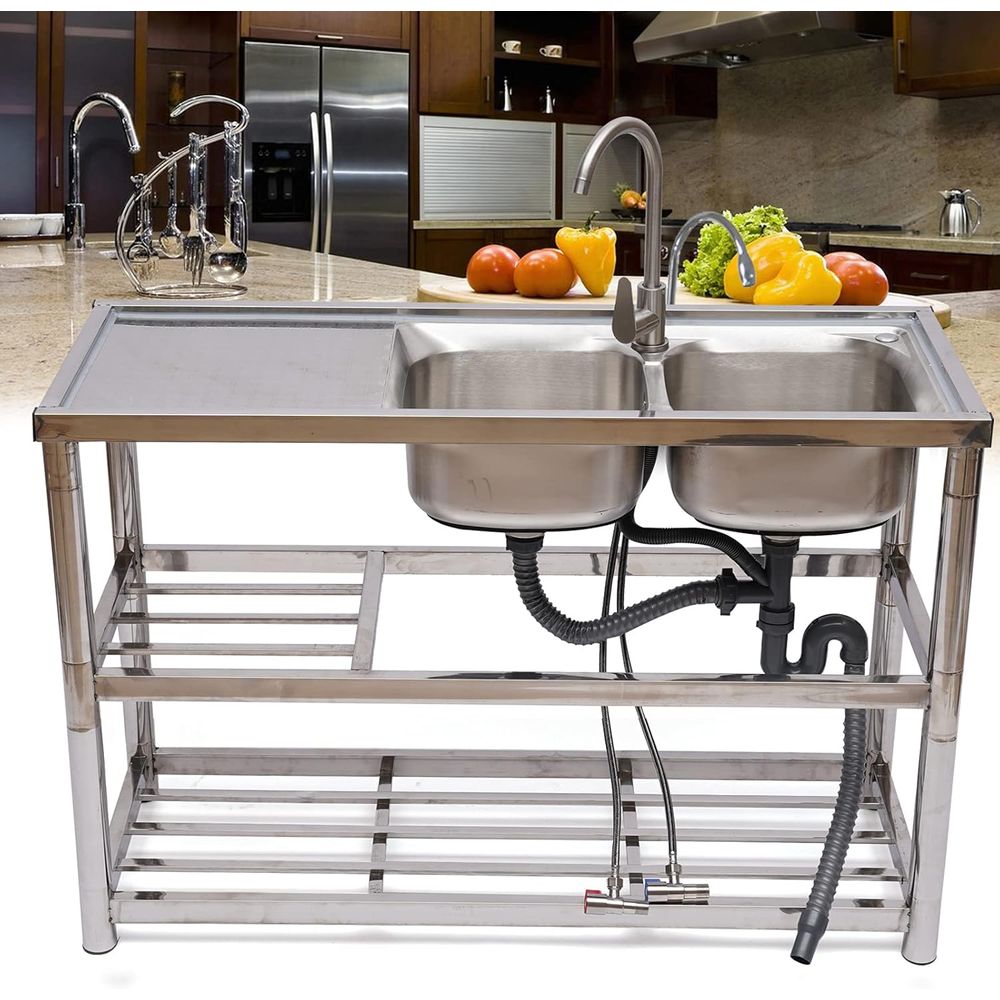 Fregadero Doble de Acero Inoxi - Commercial Kitchen Double Sink reseña y precio