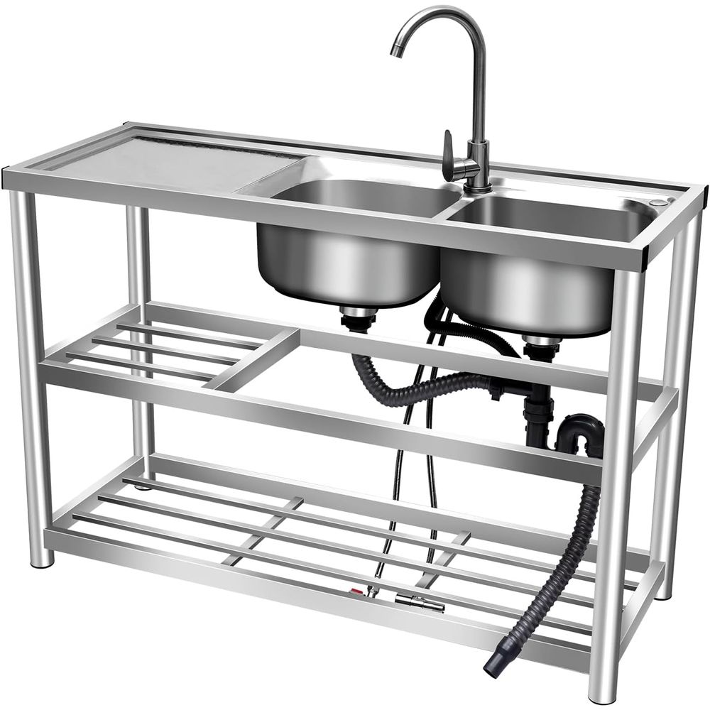 Fregadero comercial de doble c - Commercial Kitchen Double Sink reseña y precio