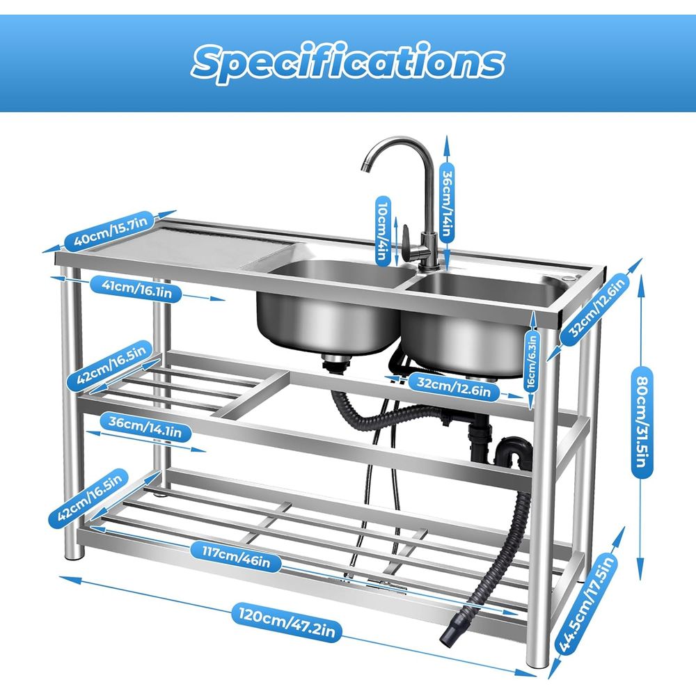 Fregadero comercial de doble c - Commercial Kitchen Double Sink reseña y precio