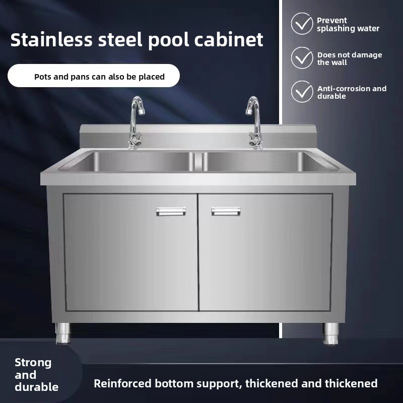 Gabinete de fregadero de acero - Commercial Kitchen Double Sink reseña y precio