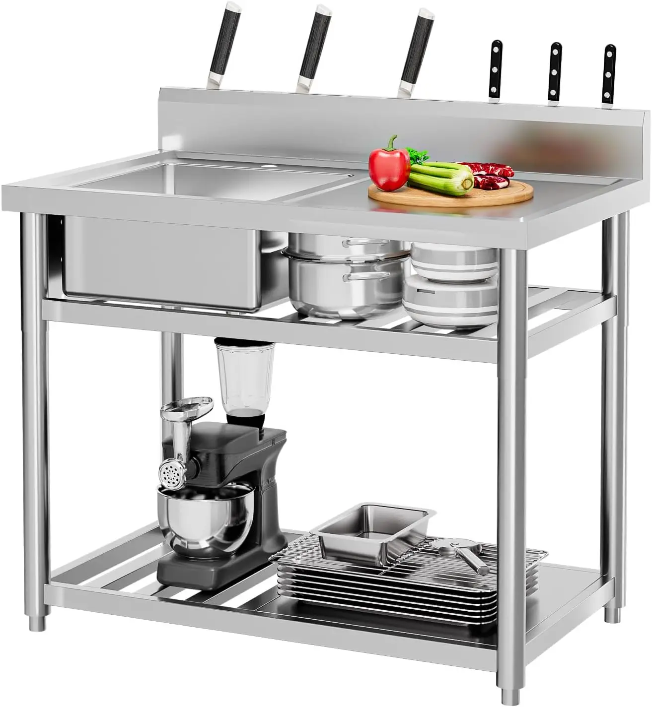 Fregadero Utilitario de Acero  - Commercial Kitchen Double Sink reseña y precio