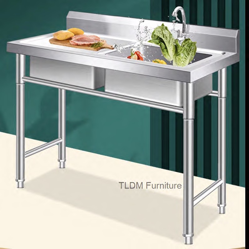 Fregaderos de cocina al aire l - Commercial Kitchen Double Sink reseña y precio