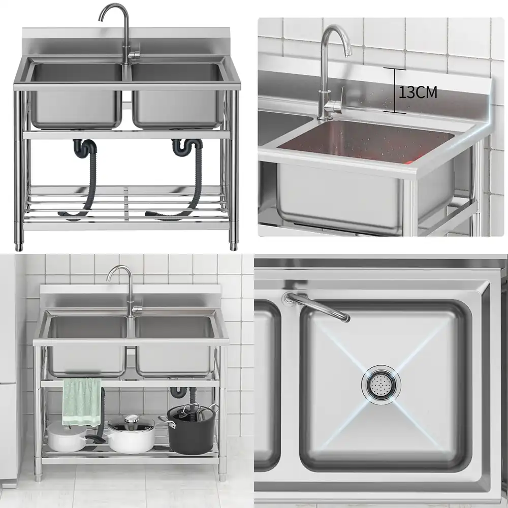 Fregadero comercial de acero i - Commercial Kitchen Double Sink reseña y precio