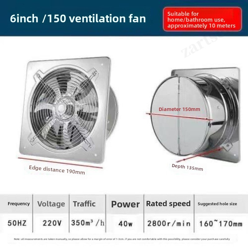 Ventilador extractor de 6'', 8 - Commercial Kitchen Exhaust Fan reseña y precio
