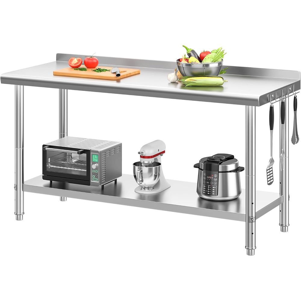 Mesa de acero inoxidable de 60 - Commercial Kitchen Backsplash reseña y precio